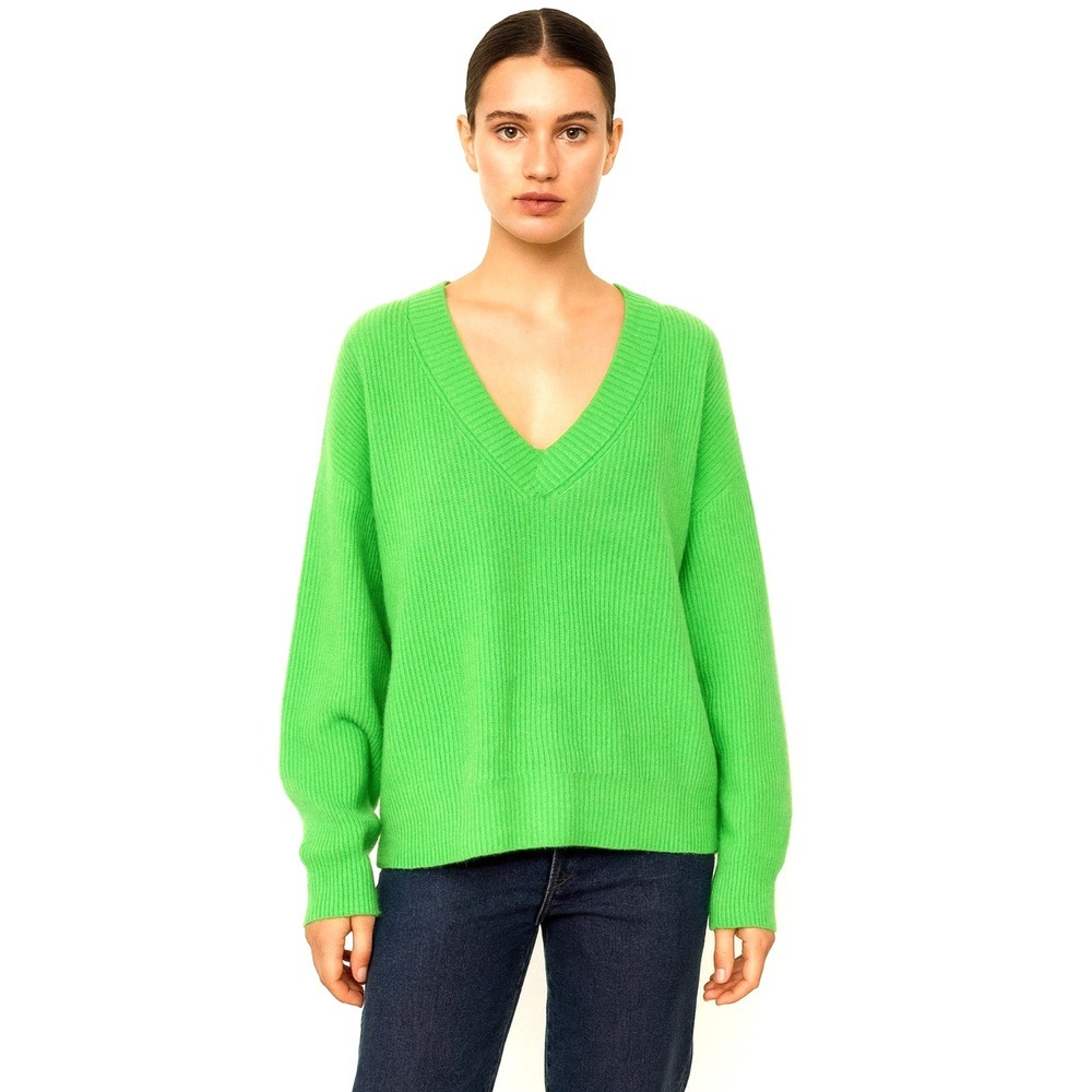 Michael Stars 100% Cashmere V-neck Sweater Green SZ M